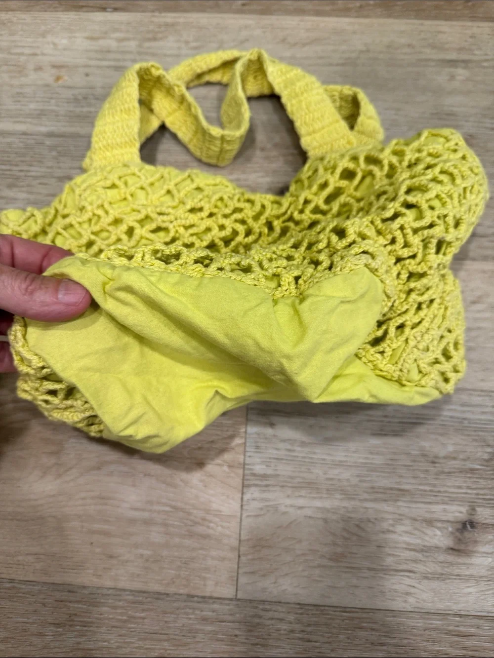 April Cornell Yellow Crochet Tote Bag